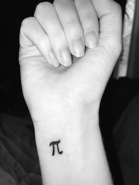 Small pi tattoo on the inner wrist #math #tattoos Maths Tattoo Ideas, Pi Symbol Tattoo, Pi Tattoo Ideas, Math Tattoos Ideas, Escape Tattoo, Mathematics Tattoo, Math Tattoo, Pi Tattoo, Pi Sign