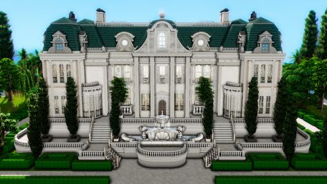 Mod The Sims - NO CC - French Château French Chateau Floor Plans, French Chateau House Plans, Chateau Floor Plans, Sims 4 Family House, Chateau House Plans, French Mansion, French Palace, Sims 4 Family, Sims House Plans