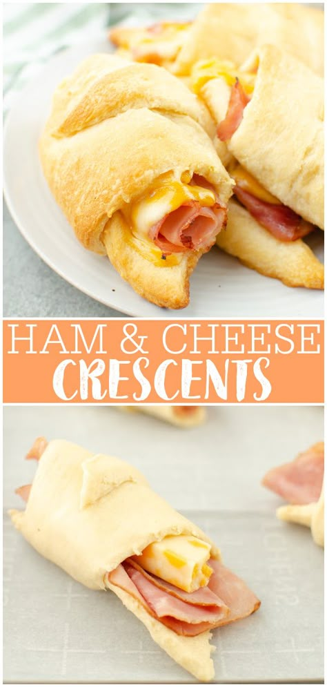 Biscuit Ham And Cheese, Ham And Cheese Crescent Rolls, Ham And Cheese Crescent, Cheese Crescent Rolls, After School Snack, Easy Party Food, Ham Cheese, Dinner Bell, School Snack