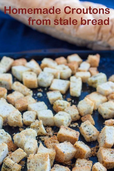 Croutons From Stale Bread, Making Croutons From Stale Bread, Diy Croutons From Bread, Sourdough Noodles, Quick And Easy Baking Recipes, Backyard Bbq Appetizers, Sourdough Croutons, Artisan Sourdough Bread, Divinity Candy