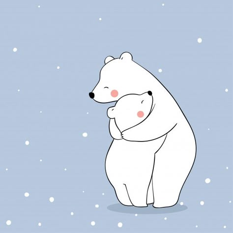 Polar bear and baby hug with love in sno... | Premium Vector #Freepik #vector #family #animal #cute #bear Pinguin Illustration, Polar Bear Drawing, Hugging Drawing, Panda Hug, Hug Illustration, Animal Hugs, Panda Illustration, Baby Hug, 동화 삽화