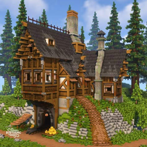 Airtug on Instagram: “Medieval miners house, lmk what you guys think of it #minecraft #minecraftbuild #minecraftpe #mcpe #minecraftcreations #minecraftbuilds…” Minecraft Medieval Armorer, Miners House Minecraft, Medieval Light House Minecraft, Miner House Minecraft, Minecraft House Exterior Details, Dallasmed65 Minecraft House, Minecraft Miners House, Minecraft Logging Mill, Medieval Mansion Minecraft