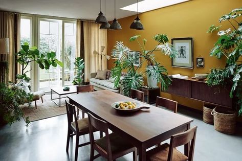 Mustard Yellow Walls, Yellow Dining Room, London Home, Yellow Living Room, Yellow Walls, Notting Hill, Recycled Furniture, Living Room Inspiration, Victorian Homes