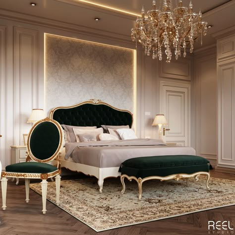 New Bedroom Design 2023, French Style Interior Design Bedroom, Posh Decor Interior Design, Classic Bedroom Design Luxury Elegant, Furniture Design Bed Set, Room Decor Bedroom Luxury, Royal Theme Bedroom Interior Design, Regal Decor Master Bedrooms, New Classic Home Design