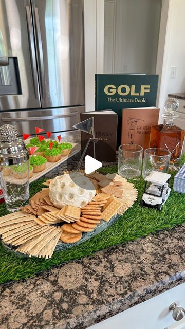 Golf Themed Party Snacks, Golf Party For Men, Golf Party Themed Food, Hole In One First Birthday Food, Golf Themed Charcuterie Board, Golf Charcuterie Board, Golf Party Food Ideas, Father’s Day Party Ideas, Golf Themed Food