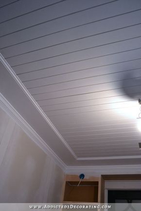 Basement Ceiling Options, Ceiling Remodel, Wood Plank Ceiling, Ceiling Options, Shiplap Ceiling, Plank Ceiling, Beadboard Ceiling, Small Basements, Basement Ceiling