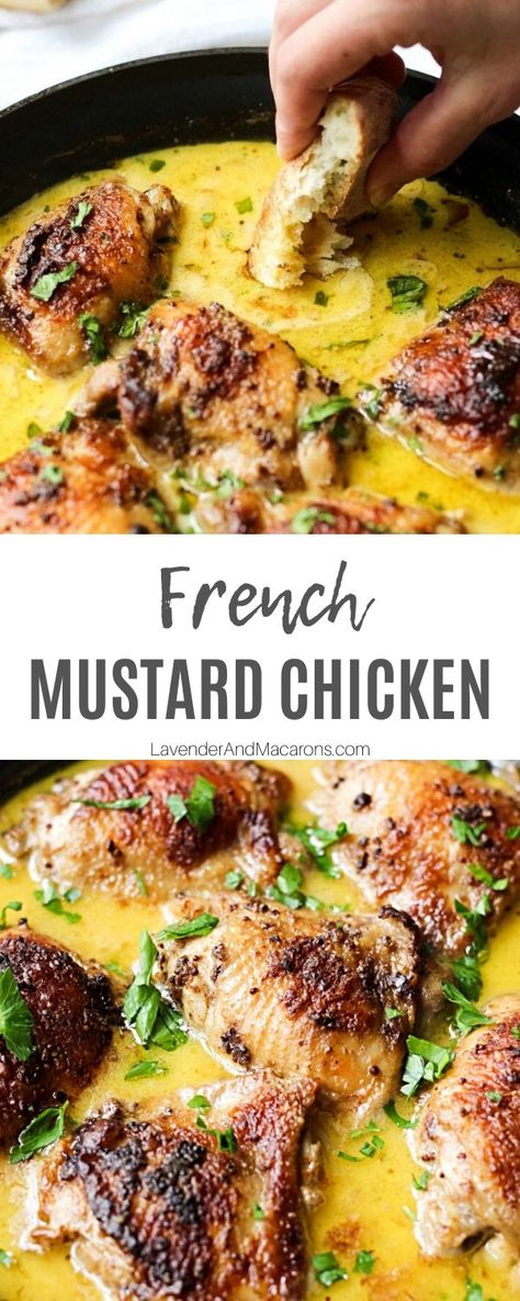 French Mustard Chicken, French Recipes Dinner, French Chicken Recipes, French Recipes Authentic, French Cuisine Recipes, French Cooking Recipes, French Chicken, French Mustard, Mustard Chicken Recipes