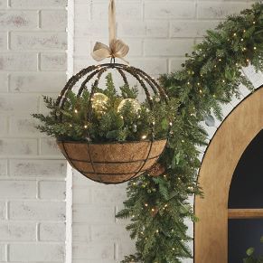 Holiday Collections - Collections | Frontgate Winter Hanging Baskets Outdoor, Igloo Decor, Porch Pots, Warm Led Lights, Winter Planter, Gift Wreath, Christmas Planters, Boutique Ideas, Holiday Garlands