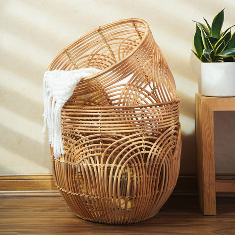 Set Of 2 Large Woven Blanket Baskets | Round Wicker Rattan Storage Floor Baskets for Shoe In Living Room | Extra Big Boho Rattan Laundry Baskets For Pillow, Blanket, Clothes Blanket Baskets, Boho Baskets, Living Room Hacks, Woven Storage Baskets, Towel Basket, Floor Baskets, Boho Wedding Flowers, Rattan Storage, Pillow Blanket