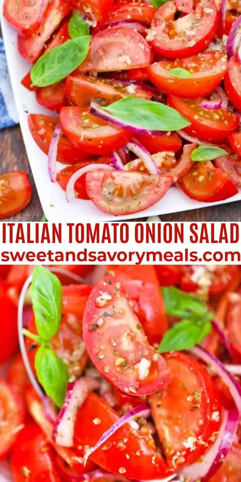 Onions And Tomatoes, Lemon And Onion Salad Italian, Roma Tomato Salad Recipes, Tomato Onion Salad, Tomatoes Peppers And Onions, Tomato And Onion Salad Recipes, Tomatoes And Onion Salad, Tomato Onion Recipe, Italian Tomato Salad