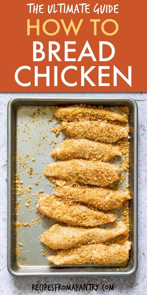 Want to learn how to bread chicken? Just follow my simple techniques, tips, and tricks to make perfect breaded chicken that cooks up evenly and turns out golden and crispy every time. No more soggy and gloppy mess! You'll love just how easy it is to bread chicken at home. Click through to find out how to bread chicken two ways!! #howtobreadchicken #breadedchicken #chickenrecipes #easychickenrecipe #breadedchickentenders #howto #glutenfree #airfryerchicken #bakedchicken How To Bread Chicken, How To Make Breaded Chicken, Bread Chicken Recipes, Chicken Breading Recipe, Simple Breaded Chicken, Breading For Chicken, Easy Breaded Chicken, Breading Chicken, Bread Chicken