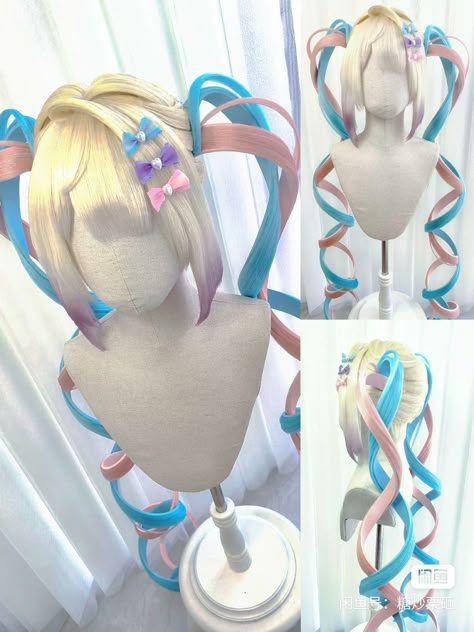 Detailed Cosplay, Kangel Cosplay, Cosplay Wig Styling, Cosplay Wig, Kawaii Wigs, Cosplay Hair, Hair Sketch, Kawaii Hairstyles, Beautiful Wigs