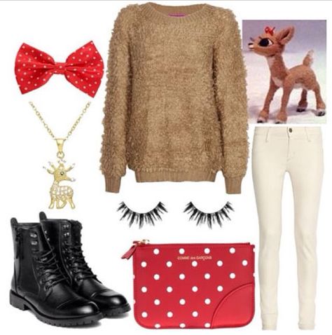 Dress like Clarice from Rudolph the Red Nosed Reindeer! Happy holidays! Christmas Character Costumes Women, Elf Outfit Christmas, Christmas Characters Costumes, Reindeer Outfit Women, Rudolph Costume, Christmas Character Costumes, Christmas Outfit Ideas For Women Classy, Elf Party, Christmas Movie Characters