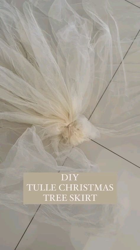 Tutu Tree Skirt Christmas, Tull Christmas Tree Diy, How To Add Tulle To Christmas Tree, Diy Tulle Tree, Tutu Tree Skirt, Making A Tree Skirt, White Tree Skirt Ideas, White Tinsel Christmas Tree, Christmas Tulle Decorations