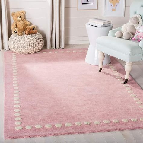 Amazon.com: SAFAVIEH Kids Collection Area Rug - 6' x 9', Pink, Handmade Polka Dot Border Wool, Ideal for High Traffic Areas in Living Room, Bedroom (SFK802U) : Home & Kitchen Accent Rugs, Smart Home, Home Decor Furniture, Book Gifts, Furniture Decor, Polka Dots, Home Improvement, Area Rugs, Bedroom