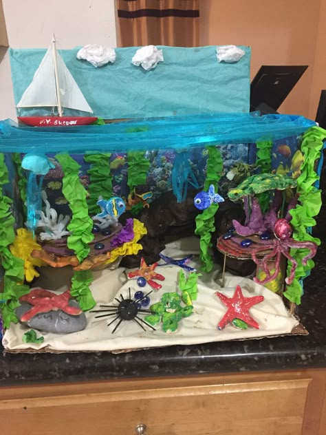 Coral reef project Coral Reef Project Ideas, Aquatic Biome Project, Coral Reef Habitat Project, Coral Reef Diorama Projects, Ocean Diaroma Ideas, Coral Reef Biome Project, Ocean Ecosystem Project, Ocean Habitat Project, Ecosystem Project Ideas