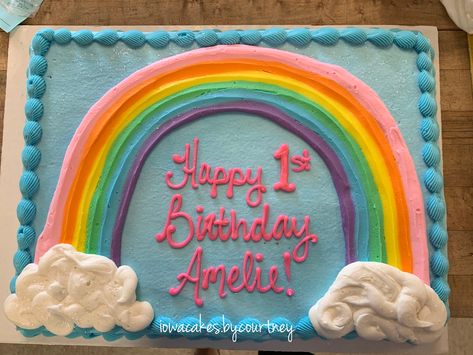 Pastel Rainbow Sheet Cake Birthday, Pastel Rainbow Sheet Cake, Rainbow Sheet Cake Ideas, Rainbow Sheet Cake Birthday, Rainbow Sheet Cake, Summer Cake Decorating, Cake 3rd Birthday, Adoption Cake, Ivy Cake