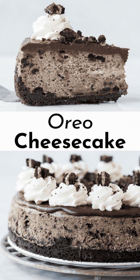 This oreo cheesecake recipe will make you look like a cheesecake pro, even if you’ve never baked a cheesecake before! With a step-by-step guide to baking a cheesecake in a water bath, this recipe turns out perfect every time you want to wow a crowd! Cheesecake Recipes With Chocolate, Icing For Cheesecake, Amazing Looking Food, Best Oreo Cheesecake Recipe, Different Cheesecake Recipes, Cheesecake Recipes Oreo, Cheesecake Flavors Ideas, Types Of Cheesecake, Fancy Cheesecake