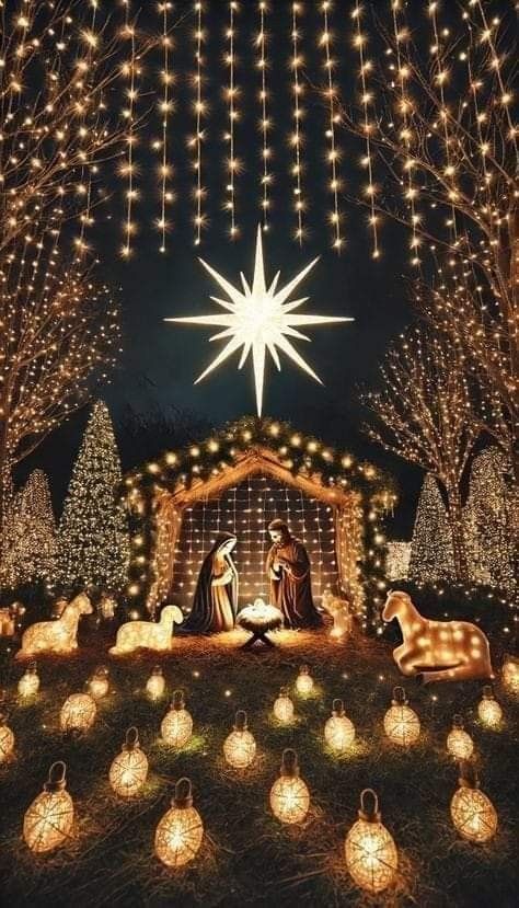 Nativity Yard Display, Christian Christmas Outdoor Decorations, Nativity Scene Outdoor Yard Decorations, Traditional Outdoor Christmas Lights, Nativity Stage Set, O Holy Night Christmas Decor, Outdoor Christian Christmas Decorations, Nativity Outdoor Decor, Light Of The World Christmas Decorations