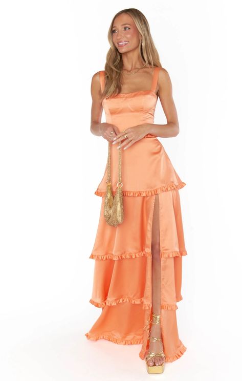 Lady Corset Dress ~ Garden Romantic – Show Me Your Mumu Pastel Dress Formal, Orange Prom Dresses, Orange Bridesmaid, Prom Dress Inspo, Beach Wedding Guest Dress, Pastel Dress, Spring Capsule, Prom Dress Inspiration, Cute Prom Dresses