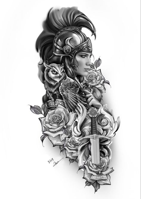 Athena Tattoos For Women, Female Spartan Tattoo, Warrior Mom Tattoo, Amazonian Warrior Tattoo, Female Worrier Tattoo, Amazon Warrior Tattoo, Women Warriors Tattoo, Feminine Warrior Tattoo, Goddess Tattoo Design Greek Mythology