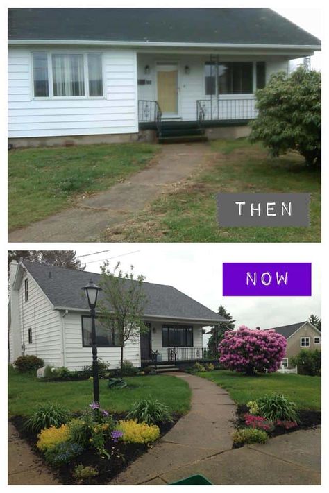 Yard Before And After, Easy Renovations, Curb Appeal Landscape, Front Yards Curb Appeal, Diy Curb Appeal, Home Exterior Makeover, Exterior Makeover, Front Yard Landscaping Simple, Exterior Remodel