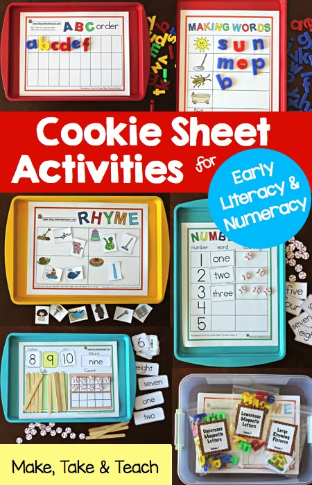 We all know that young children learn best through hands-on activities. When children can manipulate... Literacy And Numeracy Activities, Cookie Sheet Activities, Numeracy Activities, Literacy And Numeracy, Kindergarten Centers, Preschool Literacy, Tot School, Center Ideas, Kindergarten Literacy