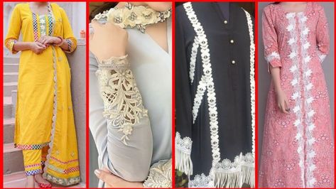 kurti design with lace work, kurti design with lace 2021, plain kurti design with laces, printed kurti design with laces, kurti neck design with laces, velvet kurti design with lace, kurti design with gota lace, georgette kurti design with lace, kurti design with lace, kurti neck design with lace, kurti design with joint lace, #kurtidesign2021 #kurtidesigns2021 #kurtidesign2020 Georgette Kurti Design, Lace Kurti Design, Velvet Kurti Design, Lace Work Kurti, Lace Kurti, Neck Design With Lace, Work Kurti Design, Plain Kurti Designs, Velvet Kurti