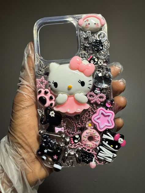 Iphone Junk Case, Hello Kitty Junk Case, Charm Phone Cases, Junk Cases Iphone, Junk Phone Case, Junky Cases, Custom Phone Cases Diy, Bling Phone Cases Diy, Junk Case