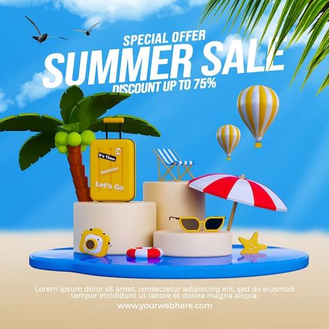 Summer sale promotion social media post ... | Premium Psd #Freepik #psd #background Summer Promotion Design, Summer Social Media Design, Summer Promotion Ideas, Summer Sale Graphic, Summer Social Media Post, Summer Design Graphic, Summer Sale Design, Summer Ads, Social Media Summer