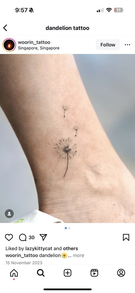 Blowing Dandelion Tattoo, Blowing Dandelion, Dandelion Tattoo, Tatting, Dandelion, Tattoo Ideas, Tattoos