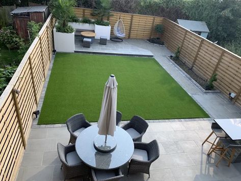 Seven small garden design ideas to transform your outdoor space | Marshalls Small Garden Patio And Lawn, Modern Garden Design Uk, Simple Backyard Design Layout, Back Garden Design Layout, New Home Garden Ideas, Square Garden Ideas Landscapes, Uk Backyard Ideas, Small Garden Landscape Ideas, Small Backyard Landscaping Designs Plans