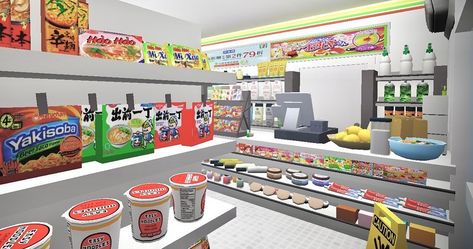 Flower Shop In Bloxburg, Bloxburg Store Interior, Sale Decals Bloxburg, Bloxburg Convience Store, Bloxburg City Build, Store Ideas Bloxburg, Bloxburg Custom Light, 7 Eleven Bloxburg, Bloxburg Shops Ideas