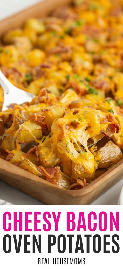 Cheesy Bacon Recipes, Bake Loaded Potatoes In Oven, Potato Bacon And Cheese, Cheesy Bacon Potatoes Oven, Potatoes And Bacon In Oven, Potatoes Bacon And Cheese In Oven, Oven Potatoes With Cheese, Fried Potatoes And Bacon, Fried Potatoes With Bacon