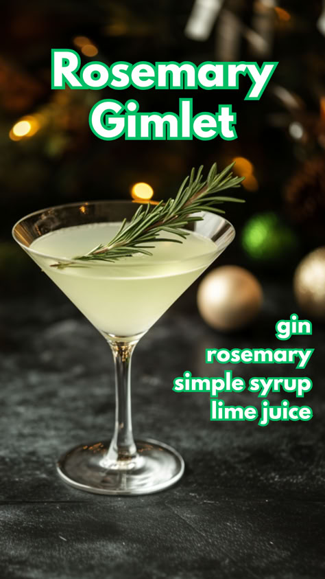 Rosemary Gimlet Recipe Rosemary Gimlet Recipe, Rosemary Simple Syrup Recipe Cocktails, Gin Rosemary Cocktail, Rosemary Syrup Cocktail, Rosemary Gimlet, Rosemary Martini, Empress Cocktail, Christmas Gin Cocktails, Best Christmas Drinks