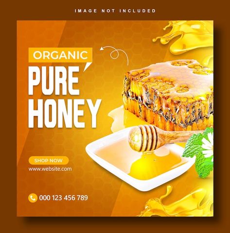 PSD organic honey post social media bann... | Premium Psd #Freepik #psd #honey-post #honey #honey-flyer #honey-bee Honey Poster, Social Media Banner Design, Honey Art, Poster Images, Honey Packaging, Honey Shop, Poster Wallpaper, Post Ad, Black Honey