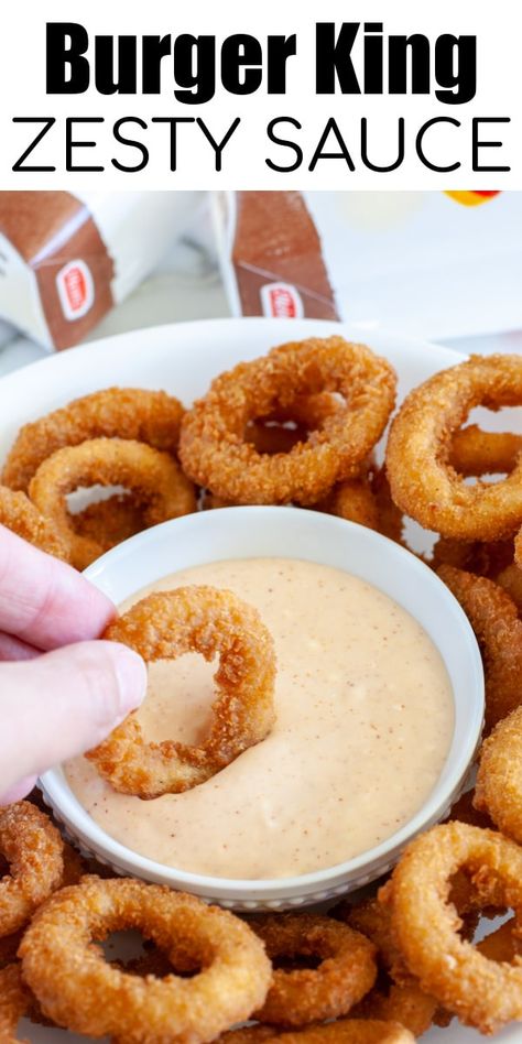 Onion Ring Sauce Recipe, Burger King Recipes, Famous Restaurant Recipes, Onion Ring Sauce, Burger King Zesty Sauce, Burger Sauces, Make Your Own Burger, Zesty Sauce, Homemade Sauce Recipes