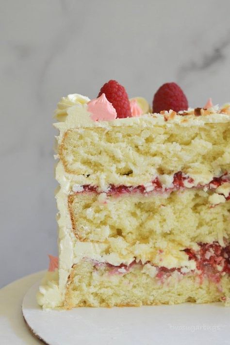 Coconut Cake Recipe, Meringue Buttercream, Raspberry Cake, Swiss Meringue, A Piece Of Cake, Coconut Recipes, Layer Cakes, Coconut Cake, Piece Of Cake