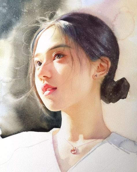 Fairy Lady, Watercolor Art Face, Watercolor Portrait Painting, Abstract Portrait Painting, Anime Canvas Art, What To Draw, 수채화 그림, Oil Portrait, Watercolor Portrait