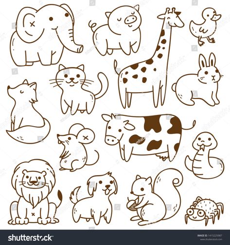 Dainty Doodles, Zoo Drawing, Animals Doodle, Easy Animal Drawings, Doodle Characters, Easy Animals, Animals And Birds, Animal Doodles, Paper Stuff