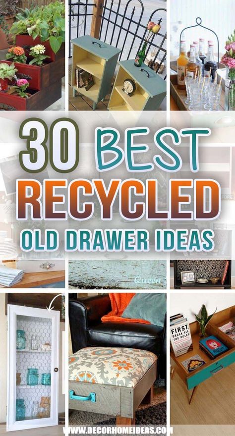 Best Upcycled Old Drawer Ideas. If you’ve been looking for a way to repurpose or recycle old drawers, we have something for you. These are the best and unique ways that you can use old drawers and make them shine again. #decorhomeideas Using Old Drawers Ideas, Repurpose Old Drawers Diy Ideas, Diy Drawer Repurpose, Recycle Old Drawers, Drawer Projects Repurposed, Repurpose Old Furniture Ideas, Crafts Using Old Dresser Drawers, Drawer Crafts Ideas, Uses For Old Drawers Repurposed