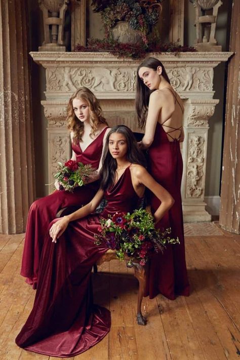 Deep Red Bridesmaid Dresses, Wine Color Bridesmaid Dress, Wine Bridesmaid Dresses, Jenny Yoo Bridesmaid, Bridesmaid Dresses 2018, Fall Bridesmaids, Modern Bridesmaid, Fall Bridesmaid Dresses, Velvet Bridesmaid Dresses