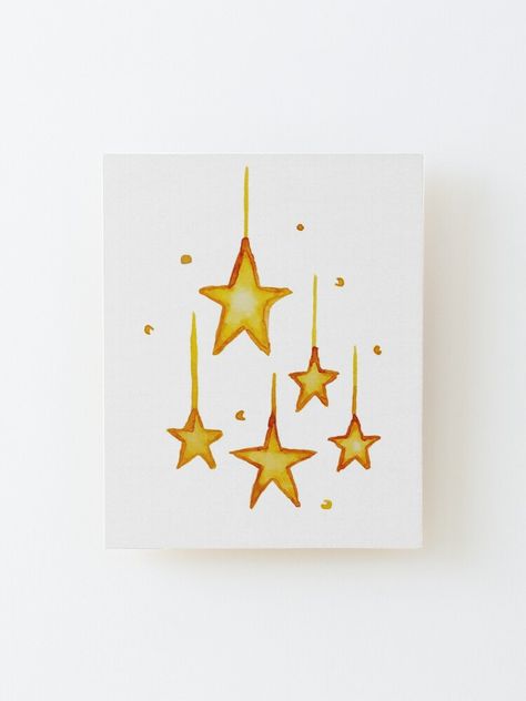 Christmas Stars Illustration, Christmas Star Watercolor, Diy Watercolor Calendar, Christmas Star Drawing, Christmas Star Painting, New Years Watercolor, Simple Christmas Watercolor, Cool Girl Christmas, Easy Christmas Watercolor