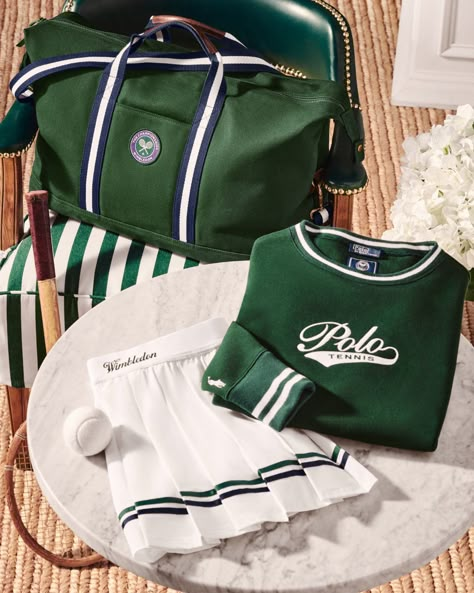 Wimbledon Ralph Lauren, Wimbledon Aesthetic, Sporty Rich Aesthetic, Wimbledon 2024, Tennis Court Design, Ralph Lauren Wimbledon, Ralph Lauren Tennis, Tennis Photoshoot, Themed Bachelorette