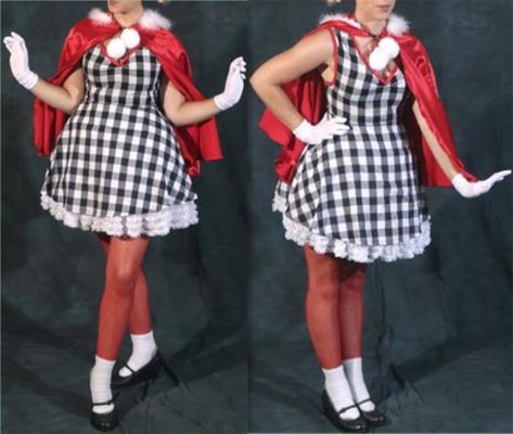 Cindy Lou Who Costume, Cindy Lou Who Red Outfit, Cindy Lou Who Adult Kid Costume Adult Cindy Lou Who Costume, Cindy Loo Who Costume, Cindy Lou Costume, Cindy Lu, Whoville Costumes, Christmas Character Costumes, Christmas Spirit Week, Cindy Lou Who Hair, Cindy Lou Who Costume