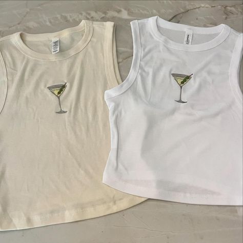 Dirty martini embroidered tank top orders🍸 Bachelorette Tanks, Embroidered Tank Top, Tops Trendy, Embroidered Tank, Dirty Martini, Halter Tank Top, Embroidery Top, Embroidered Tee, Halter Tank