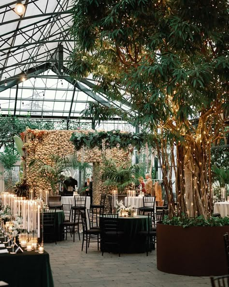 Green House Venue Wedding, Winter Wedding In Greenhouse, Wedding Green House, Planterra Conservatory Wedding Michigan, Green House Wedding Receptions, Greenhouse Winter Wedding, Indoor Woodland Wedding, Wedding Venue Canada, Green House Event Space