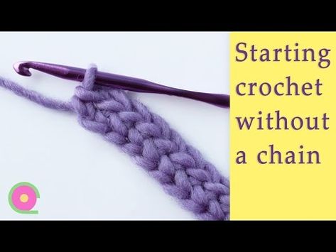 How to start crochet without a chain. Single crochet Chainless Foundation Tutorial - YouTube Start A Crochet Chain, Crochet Chainless Foundation, How To Start Crochet, Foundation Tutorial, Knitting Beginners, Foundation Tutorials, Start Crochet, Crochet Chain Stitch, Cast On Knitting