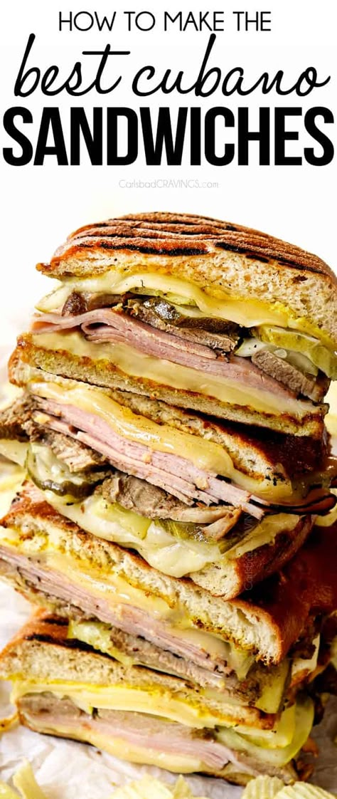 Grilled Cuban Sandwich, Big Sandwiches, Cuban Meals, Sandwich Cubano, Cafe Delights, Cuban Sandwich Recipe, Cubano Sandwich, Cuban Sandwiches, Cuban Pork