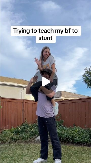 Fun Two People Stunts, Cheer Stunts Easy 1 Person, Easy Stunts For Beginners 2 People, One Person Stunts Easy, Two Man Stunts, Two Person Cheer Stunts, Cheer Stunts For 3 People, Three People Stunts, Easy Partner Stunts